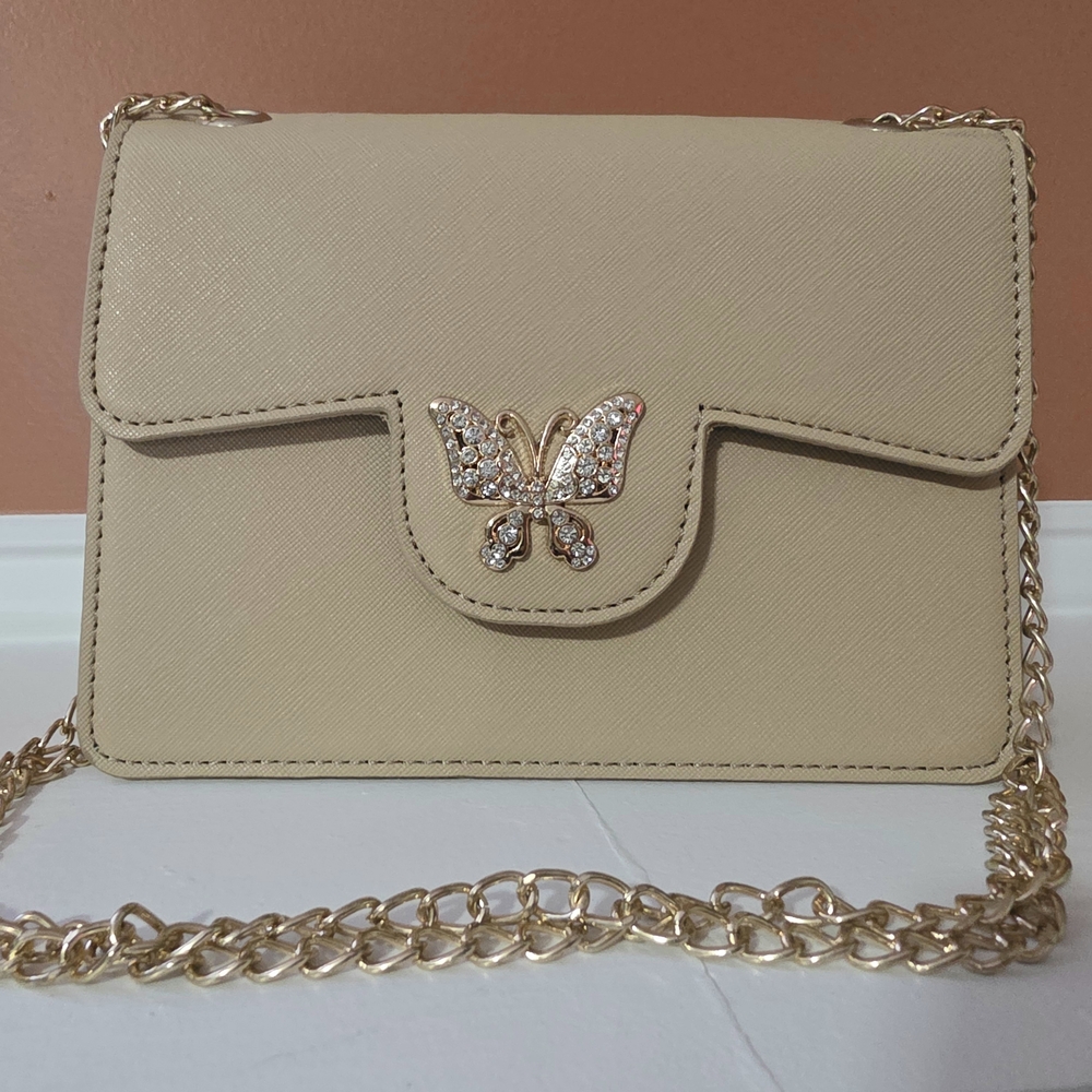 Chic‎ Beige Butterfly Chain Crossbody Bag